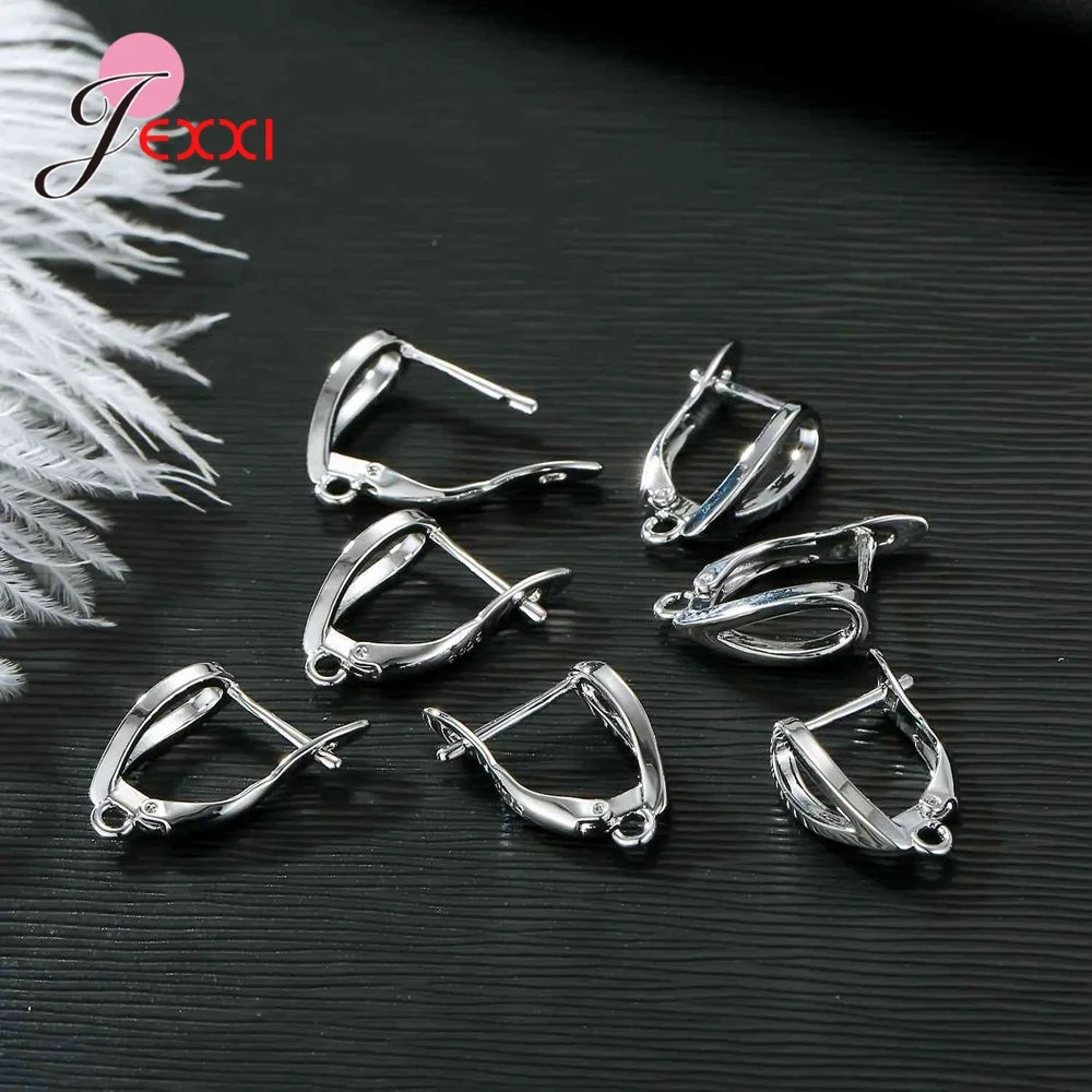 Drop Shipping Genuine 925 Sterling Silver Earrings Findings For DIY Jewelry Accessory High Quality Women Girls Jewelry Component