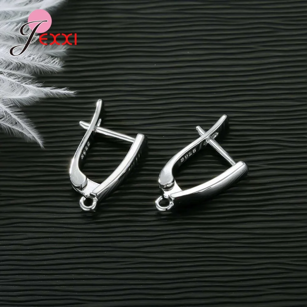 Drop Shipping Genuine 925 Sterling Silver Earrings Findings For DIY Jewelry Accessory High Quality Women Girls Jewelry Component
