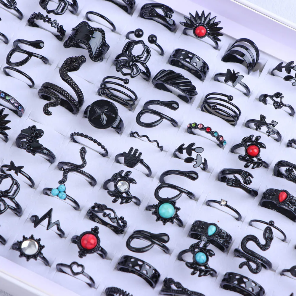 20/30Pcs/Lot Vintage Boho Glass Turquoise Rings Fashion Women Vacation Style Daily Festival Jewelry Party Decoration Gifts