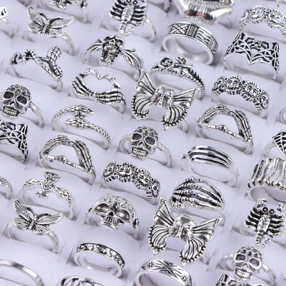 20/30Pcs/Lot Vintage Boho Glass Turquoise Rings Fashion Women Vacation Style Daily Festival Jewelry Party Decoration Gifts