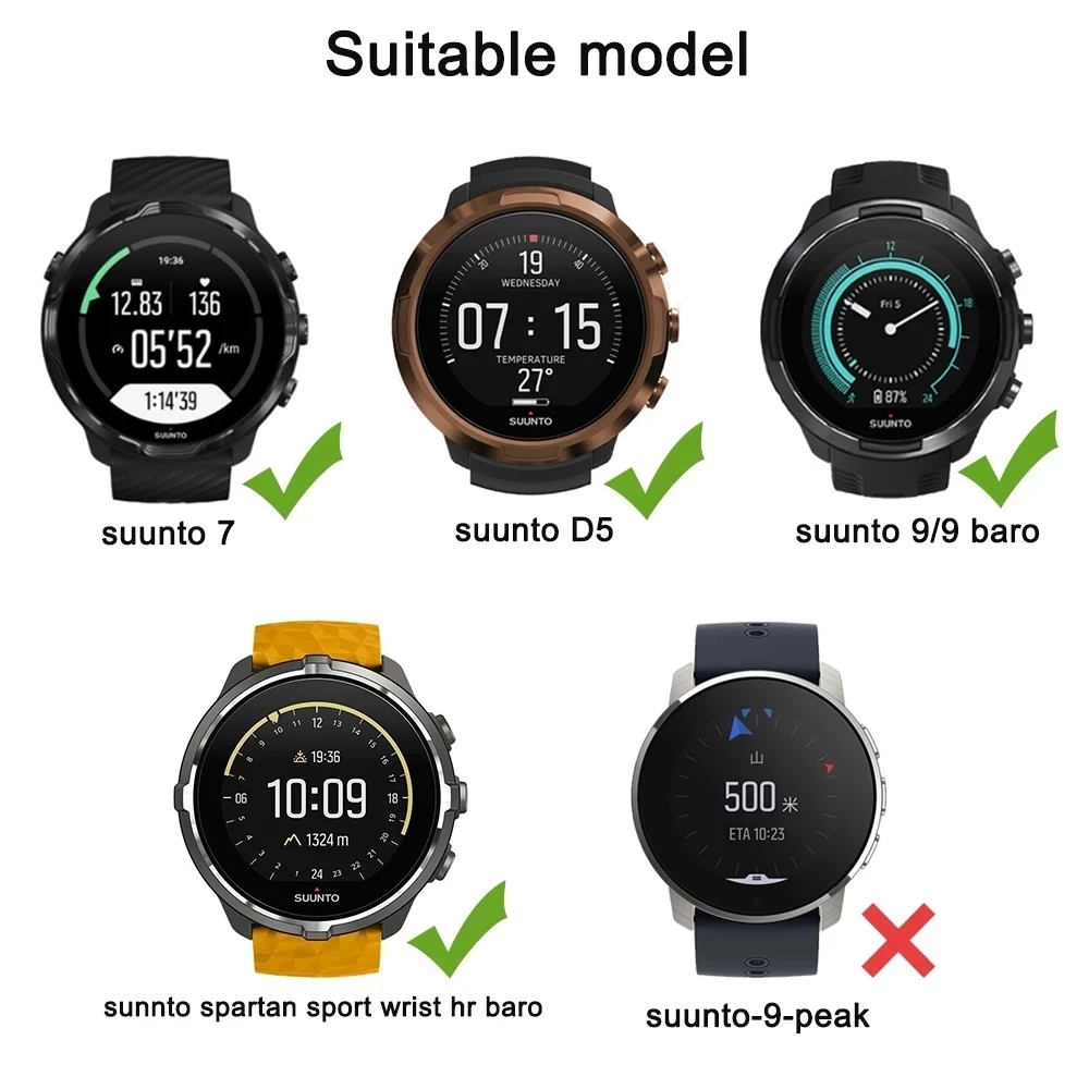 Silicone Watchband Strap for Suunto Spartan Sport Wrist HR for Suunto 9/9 Baro/Suunto 7/ D5 Watch 24mm Replacement Band Bracelet