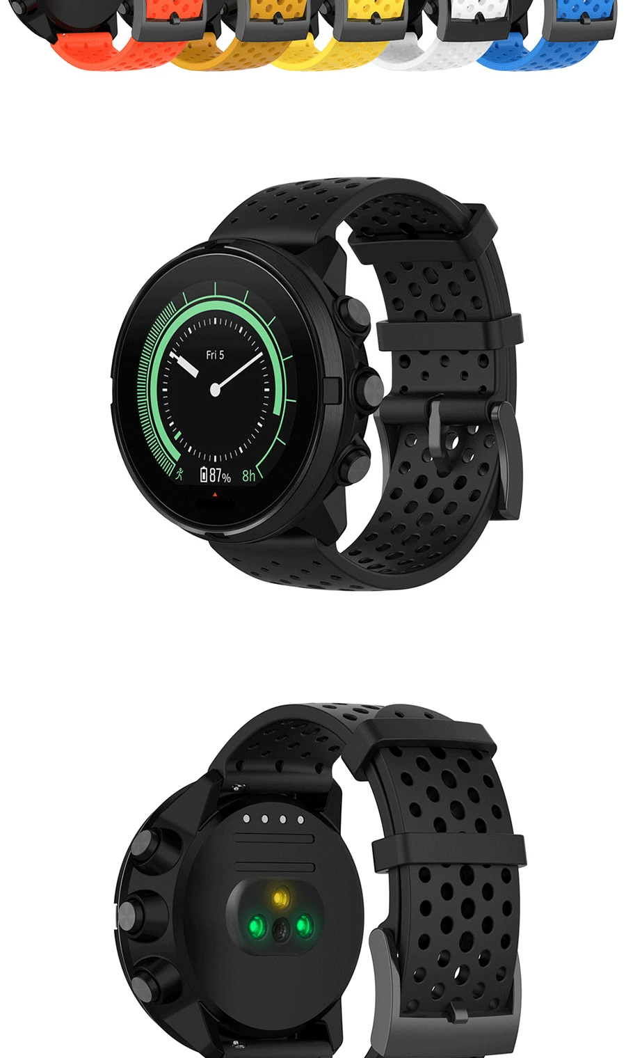 Silicone Watchband Strap for Suunto Spartan Sport Wrist HR for Suunto 9/9 Baro/Suunto 7/ D5 Watch 24mm Replacement Band Bracelet