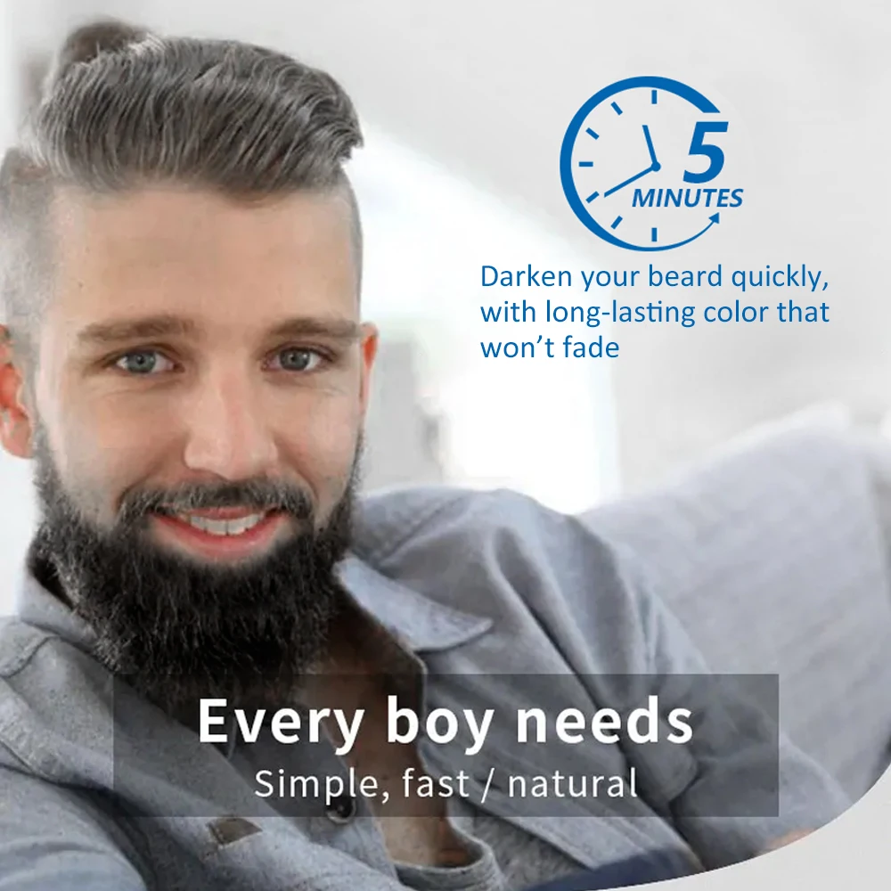 Natural Long Lasting 200ml Permanent Beard Dye Shampoo for Men Beard Dying Removal White Grey Beard Hair Men Beard Dye Shampoo