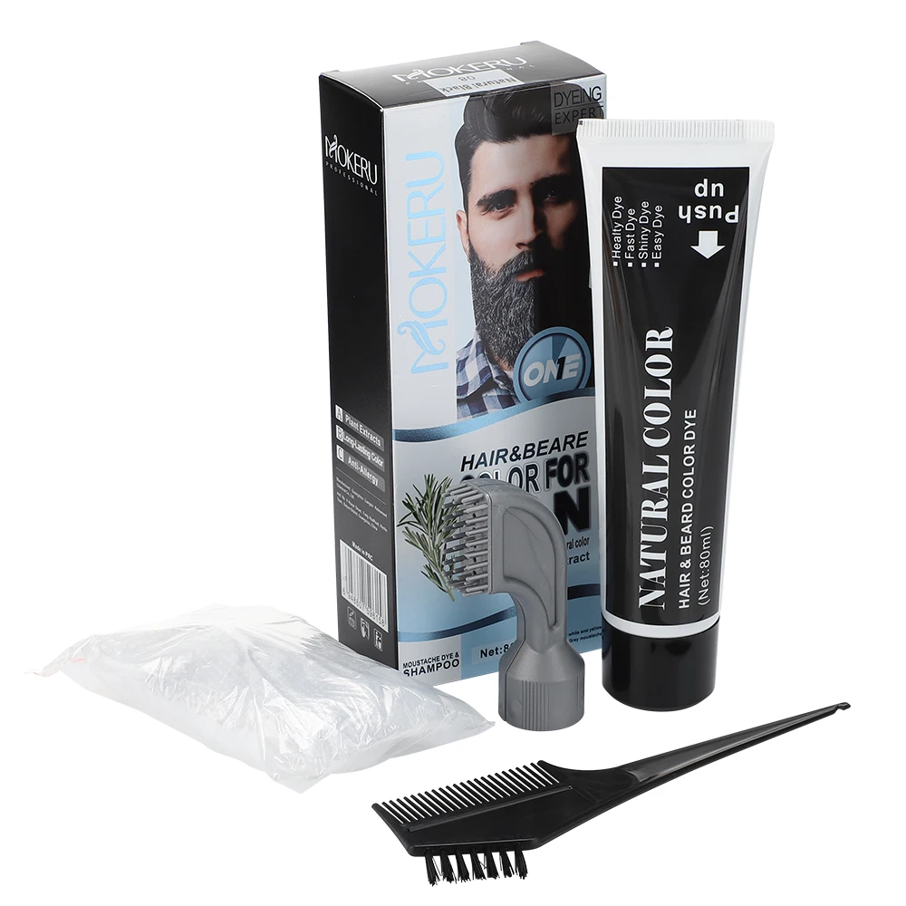 Natural Long Lasting 200ml Permanent Beard Dye Shampoo for Men Beard Dying Removal White Grey Beard Hair Men Beard Dye Shampoo