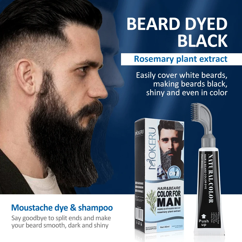 Natural Long Lasting 200ml Permanent Beard Dye Shampoo for Men Beard Dying Removal White Grey Beard Hair Men Beard Dye Shampoo