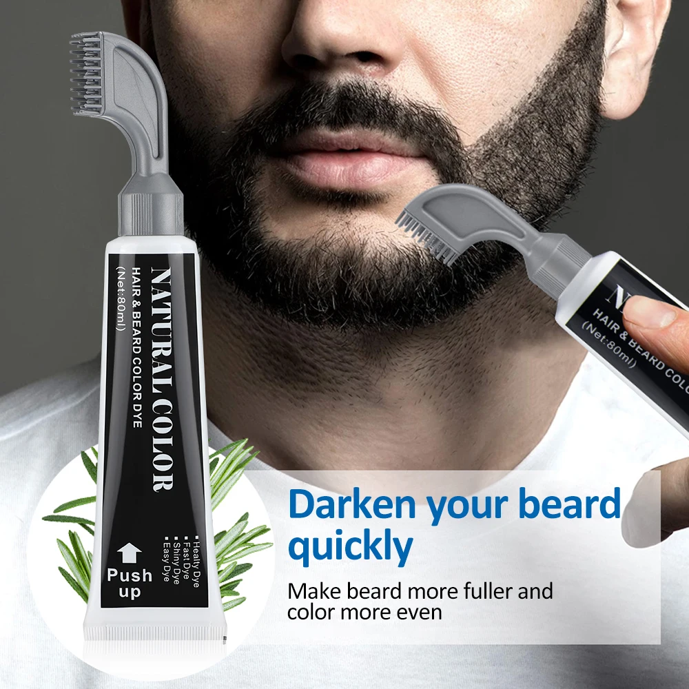 Natural Long Lasting 200ml Permanent Beard Dye Shampoo for Men Beard Dying Removal White Grey Beard Hair Men Beard Dye Shampoo