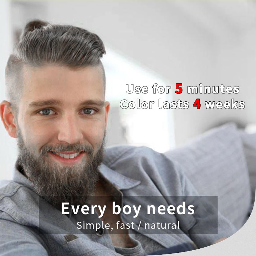 Natural Long Lasting 200ml Permanent Beard Dye Shampoo for Men Beard Dying Removal White Grey Beard Hair Men Beard Dye Shampoo