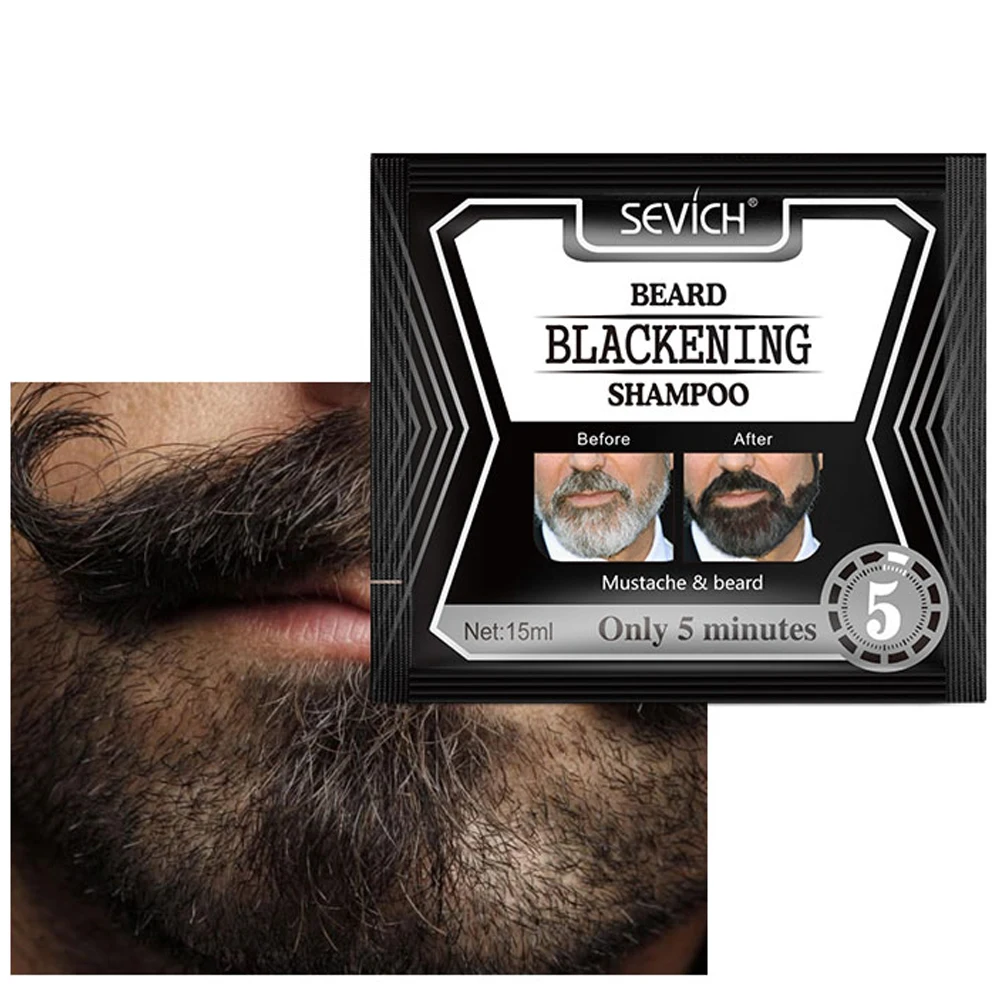 Natural Long Lasting 200ml Permanent Beard Dye Shampoo for Men Beard Dying Removal White Grey Beard Hair Men Beard Dye Shampoo