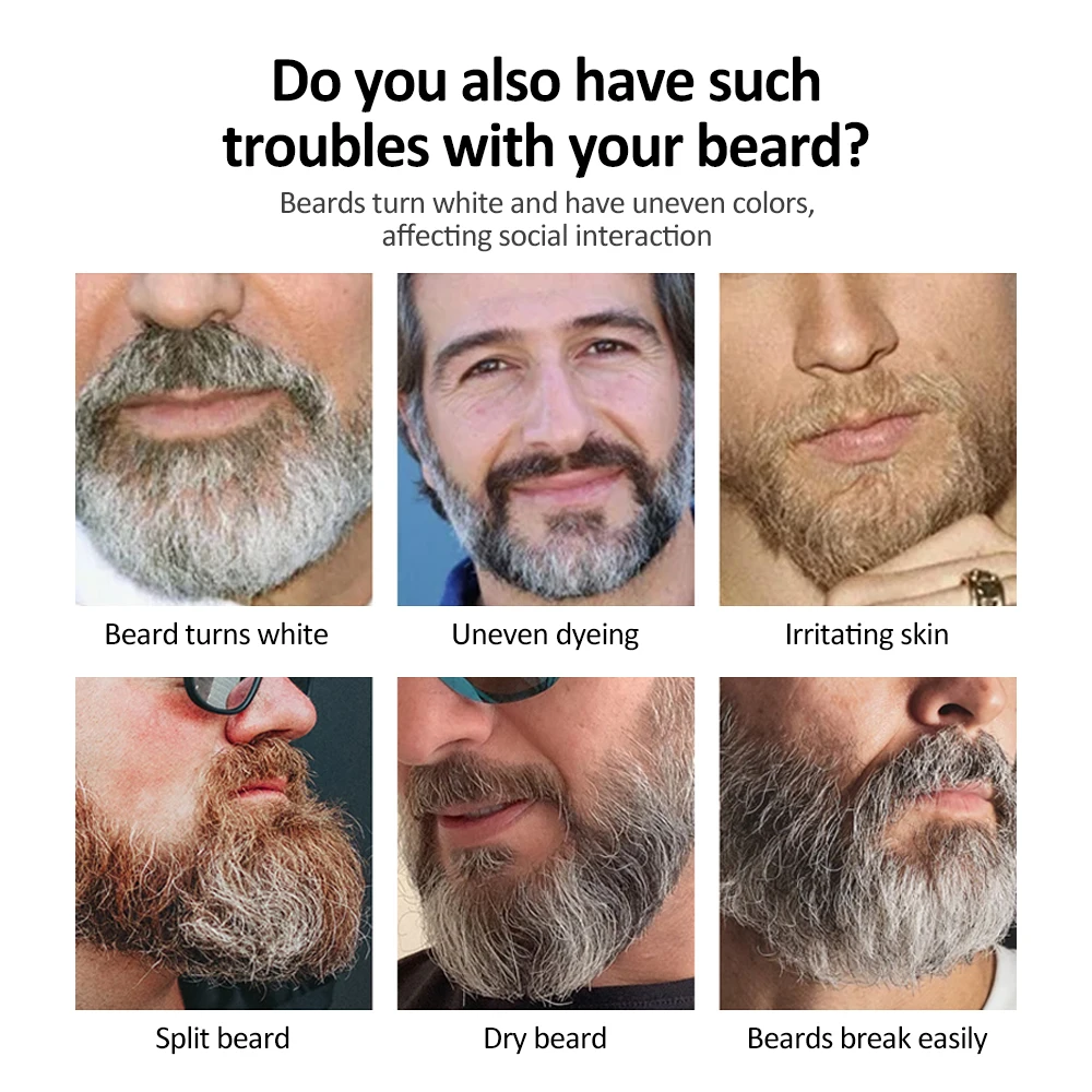 Natural Long Lasting 200ml Permanent Beard Dye Shampoo for Men Beard Dying Removal White Grey Beard Hair Men Beard Dye Shampoo