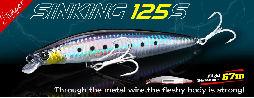 TSURINOYA 135mm 26.4g Ultra Long Casting 135S Saltwater Sinking Minnow BAYONET Tungaten Weight Fishing Lure Seabass Hard Bait