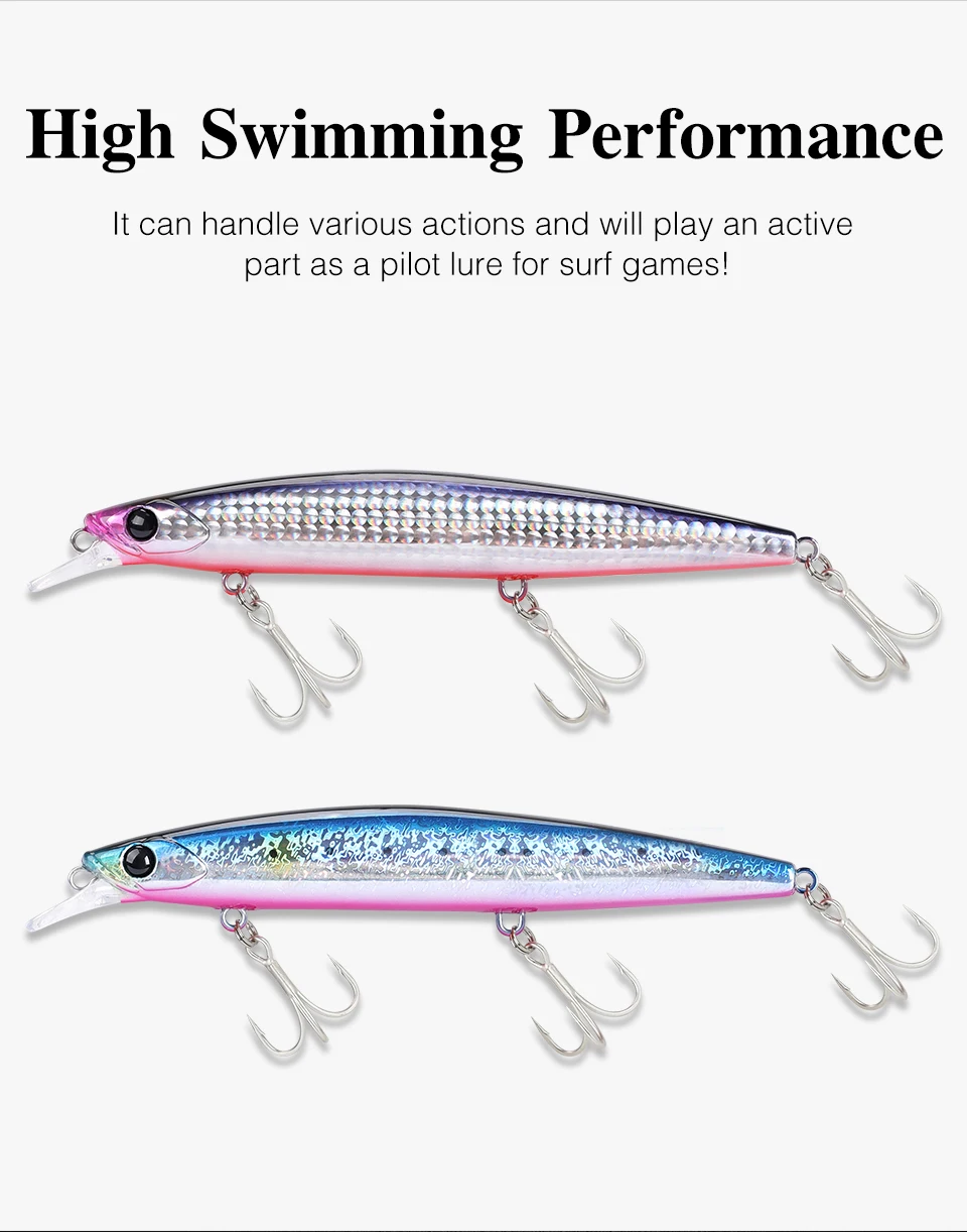 TSURINOYA 135mm 26.4g Ultra Long Casting 135S Saltwater Sinking Minnow BAYONET Tungaten Weight Fishing Lure Seabass Hard Bait