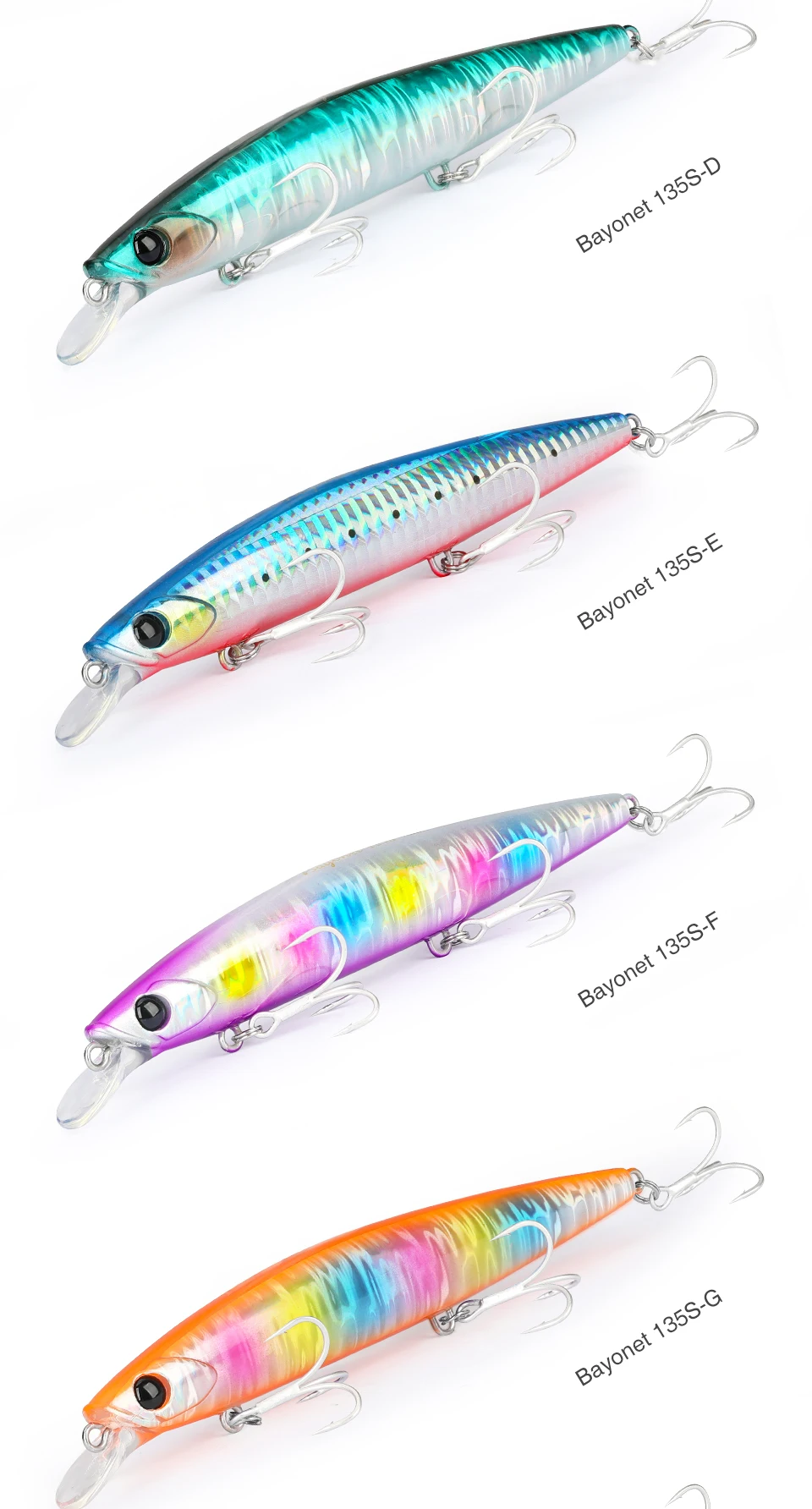TSURINOYA 135mm 26.4g Ultra Long Casting 135S Saltwater Sinking Minnow BAYONET Tungaten Weight Fishing Lure Seabass Hard Bait