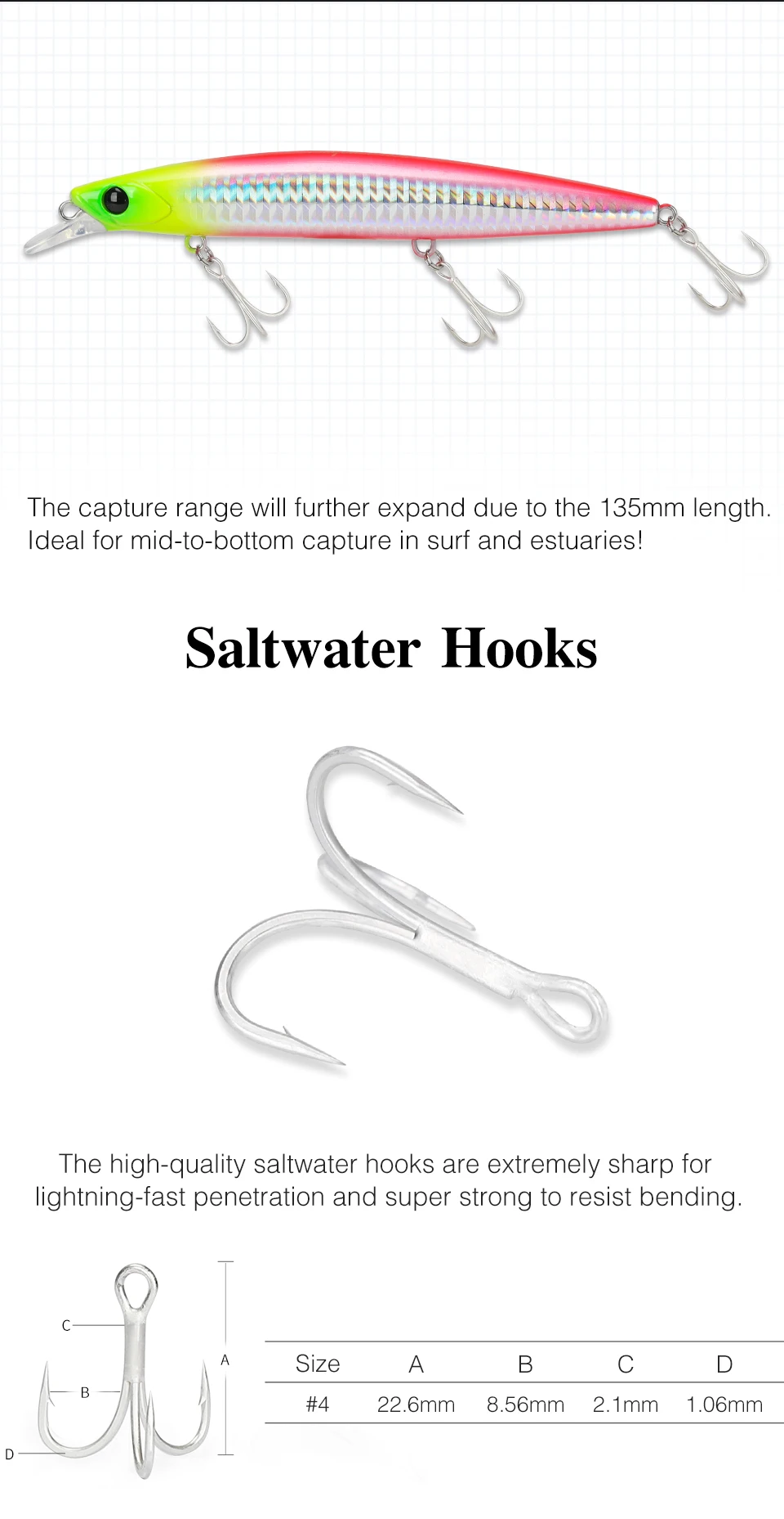 TSURINOYA 135mm 26.4g Ultra Long Casting 135S Saltwater Sinking Minnow BAYONET Tungaten Weight Fishing Lure Seabass Hard Bait