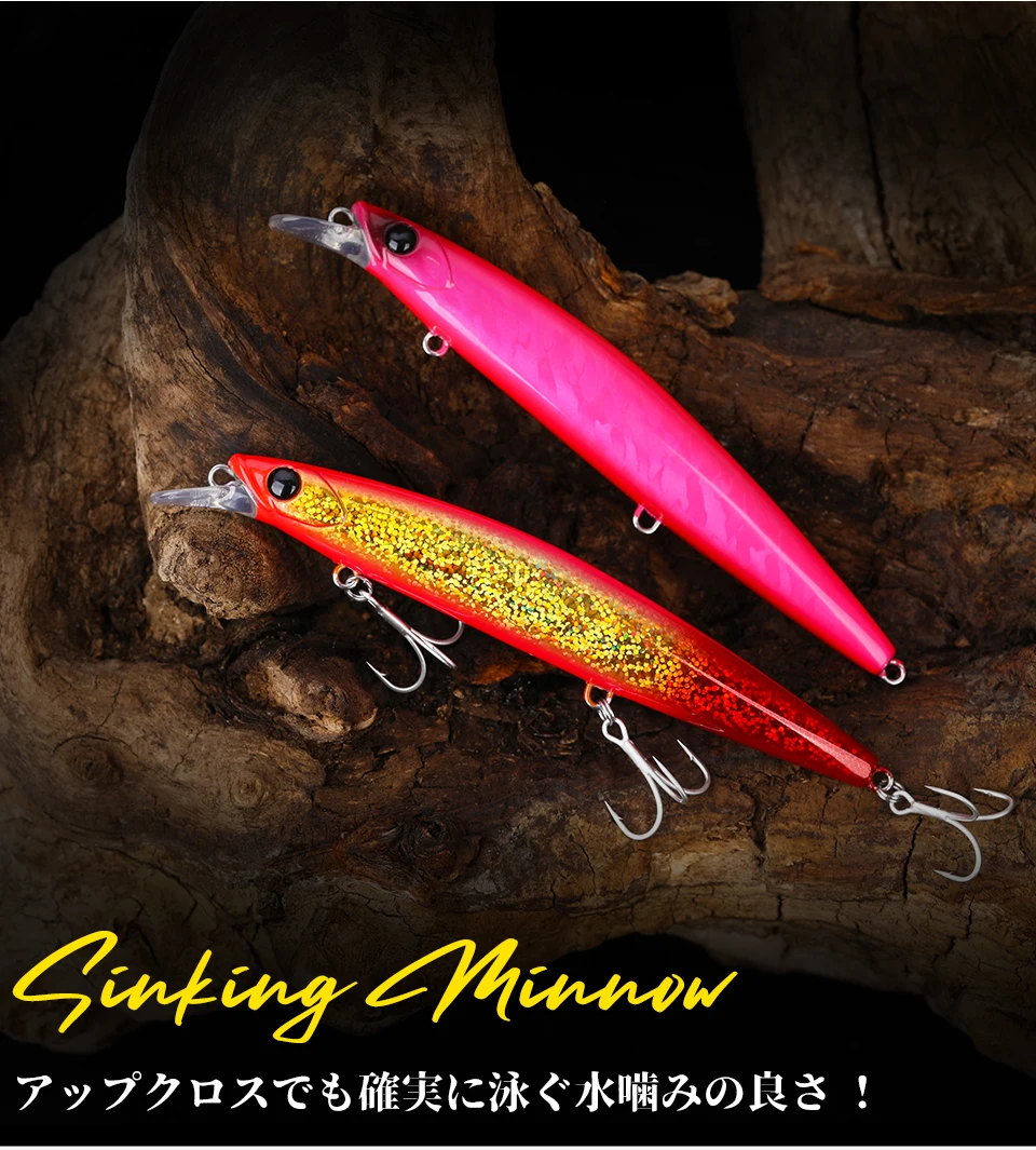 TSURINOYA 135mm 26.4g Ultra Long Casting 135S Saltwater Sinking Minnow BAYONET Tungaten Weight Fishing Lure Seabass Hard Bait