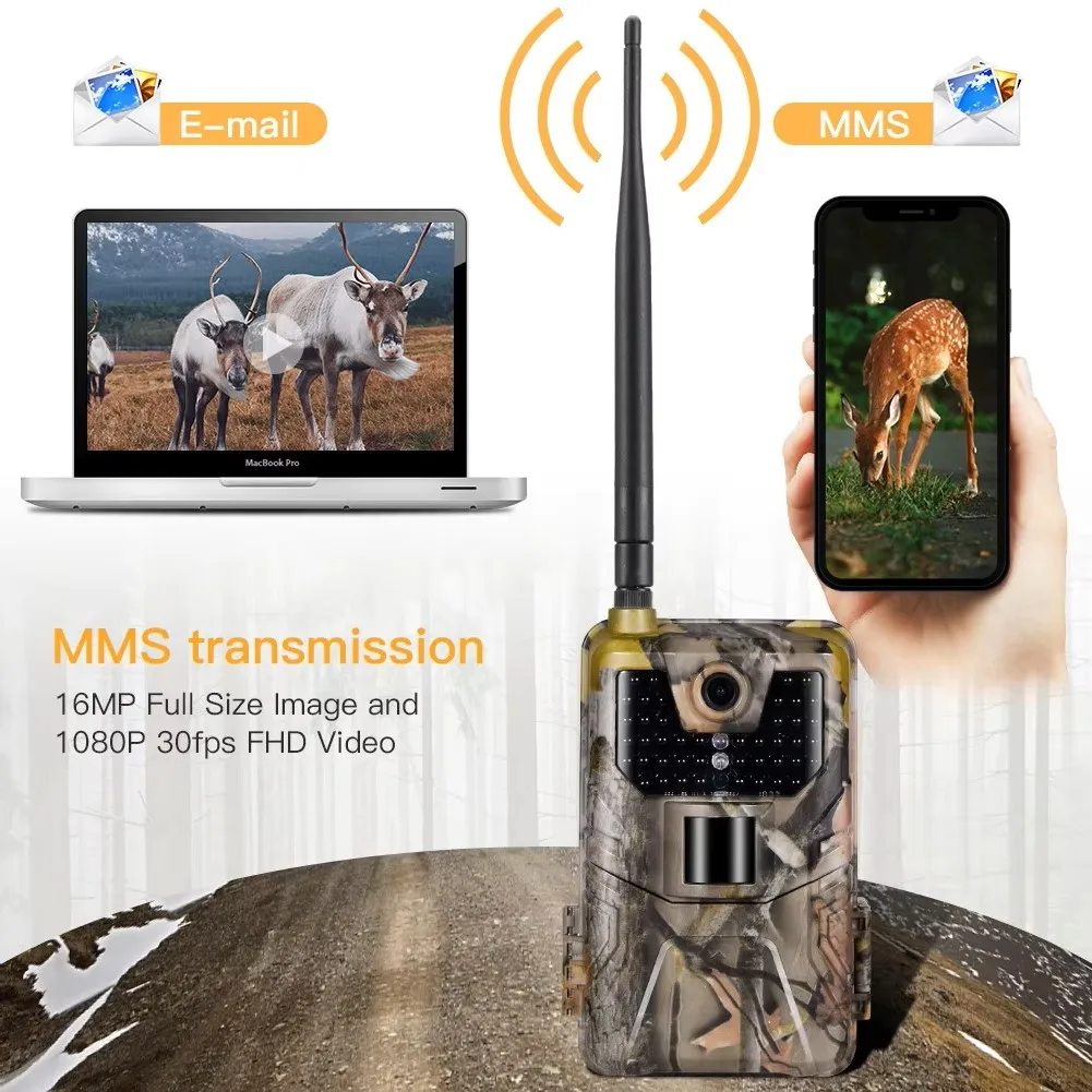 Wildlife Trail Camera Photo Traps Night Vision 2G SMS MMS SMTP Email Cellular Hunting Cameras HC900M Surveillance