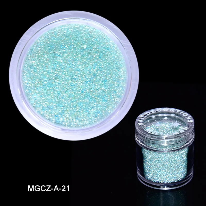 1 Bottle Caviar Nail Art Beads Decoration 24 Colors Micro Round Ball 0.6-1mm Nail Crystal Glass Beads 3D Nail Rhinestones #PG8/6