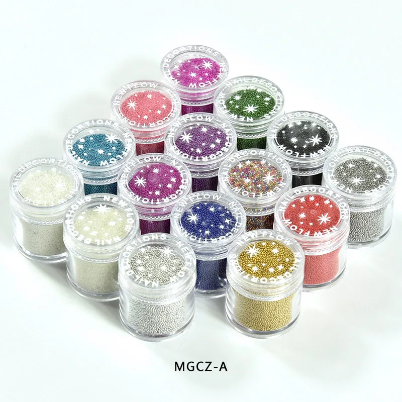 1 Bottle Caviar Nail Art Beads Decoration 24 Colors Micro Round Ball 0.6-1mm Nail Crystal Glass Beads 3D Nail Rhinestones #PG8/6
