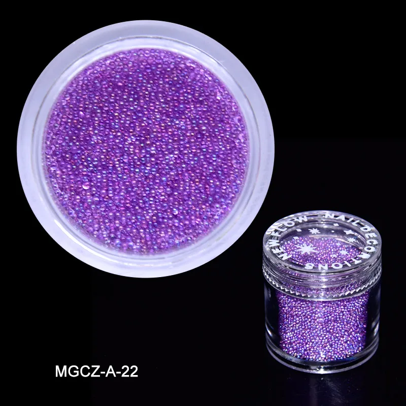 1 Bottle Caviar Nail Art Beads Decoration 24 Colors Micro Round Ball 0.6-1mm Nail Crystal Glass Beads 3D Nail Rhinestones #PG8/6