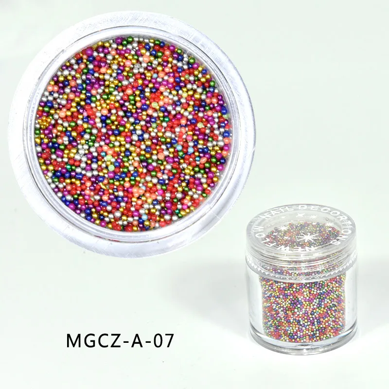 1 Bottle Caviar Nail Art Beads Decoration 24 Colors Micro Round Ball 0.6-1mm Nail Crystal Glass Beads 3D Nail Rhinestones #PG8/6