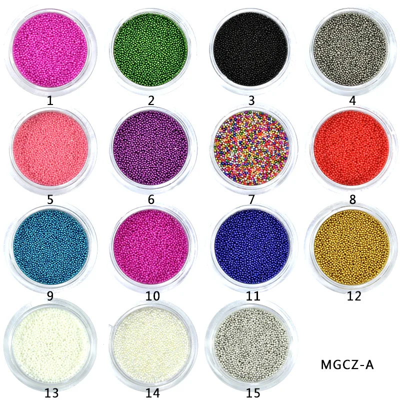 1 Bottle Caviar Nail Art Beads Decoration 24 Colors Micro Round Ball 0.6-1mm Nail Crystal Glass Beads 3D Nail Rhinestones #PG8/6