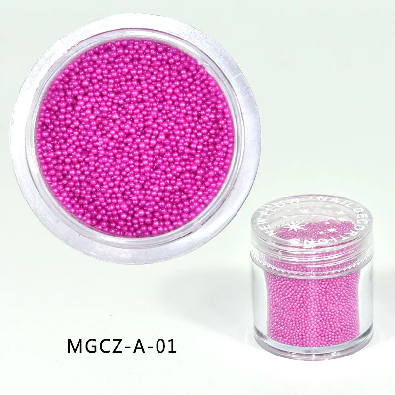 1 Bottle Caviar Nail Art Beads Decoration 24 Colors Micro Round Ball 0.6-1mm Nail Crystal Glass Beads 3D Nail Rhinestones #PG8/6