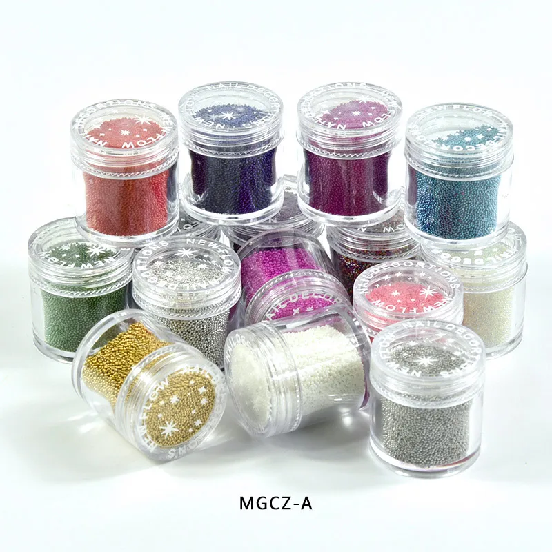 1 Bottle Caviar Nail Art Beads Decoration 24 Colors Micro Round Ball 0.6-1mm Nail Crystal Glass Beads 3D Nail Rhinestones #PG8/6