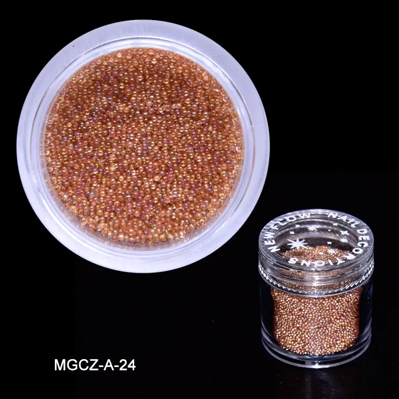 1 Bottle Caviar Nail Art Beads Decoration 24 Colors Micro Round Ball 0.6-1mm Nail Crystal Glass Beads 3D Nail Rhinestones #PG8/6