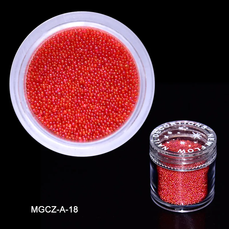 1 Bottle Caviar Nail Art Beads Decoration 24 Colors Micro Round Ball 0.6-1mm Nail Crystal Glass Beads 3D Nail Rhinestones #PG8/6