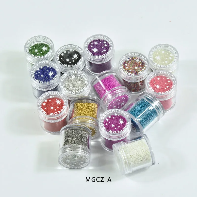 1 Bottle Caviar Nail Art Beads Decoration 24 Colors Micro Round Ball 0.6-1mm Nail Crystal Glass Beads 3D Nail Rhinestones #PG8/6