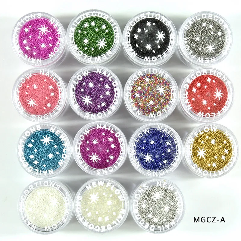 1 Bottle Caviar Nail Art Beads Decoration 24 Colors Micro Round Ball 0.6-1mm Nail Crystal Glass Beads 3D Nail Rhinestones #PG8/6