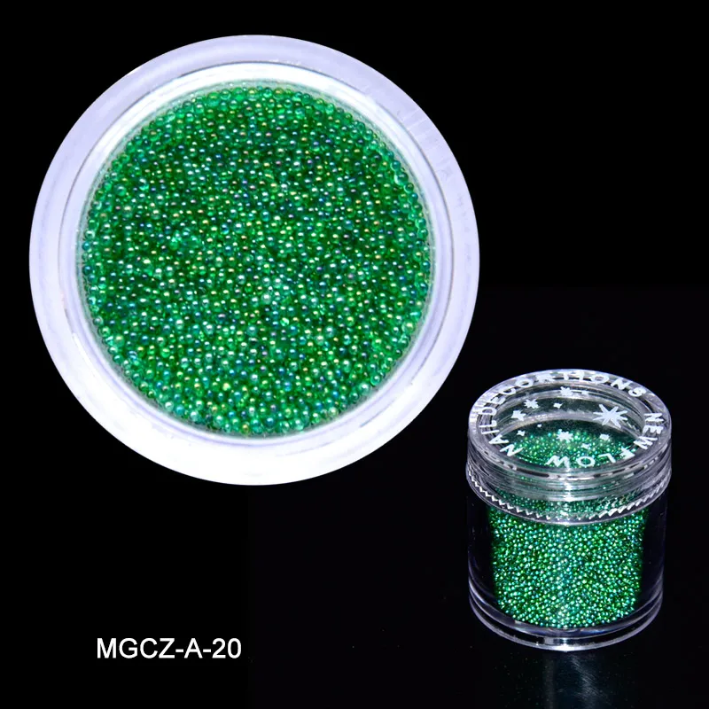 1 Bottle Caviar Nail Art Beads Decoration 24 Colors Micro Round Ball 0.6-1mm Nail Crystal Glass Beads 3D Nail Rhinestones #PG8/6