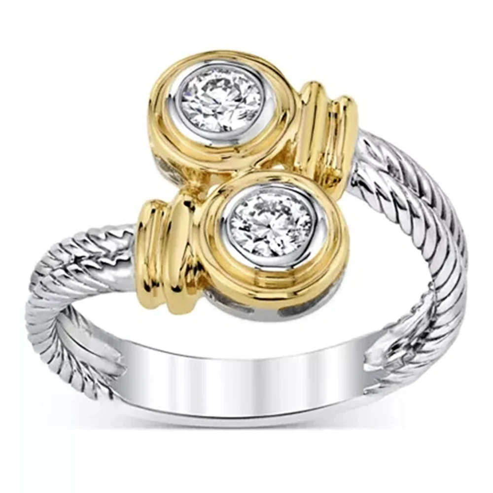 Huitan New Arrival Interlaced Ring with Zipper Design Band Versatile Women Finger Ring Stylish Anniversary Rings Women Jewelry