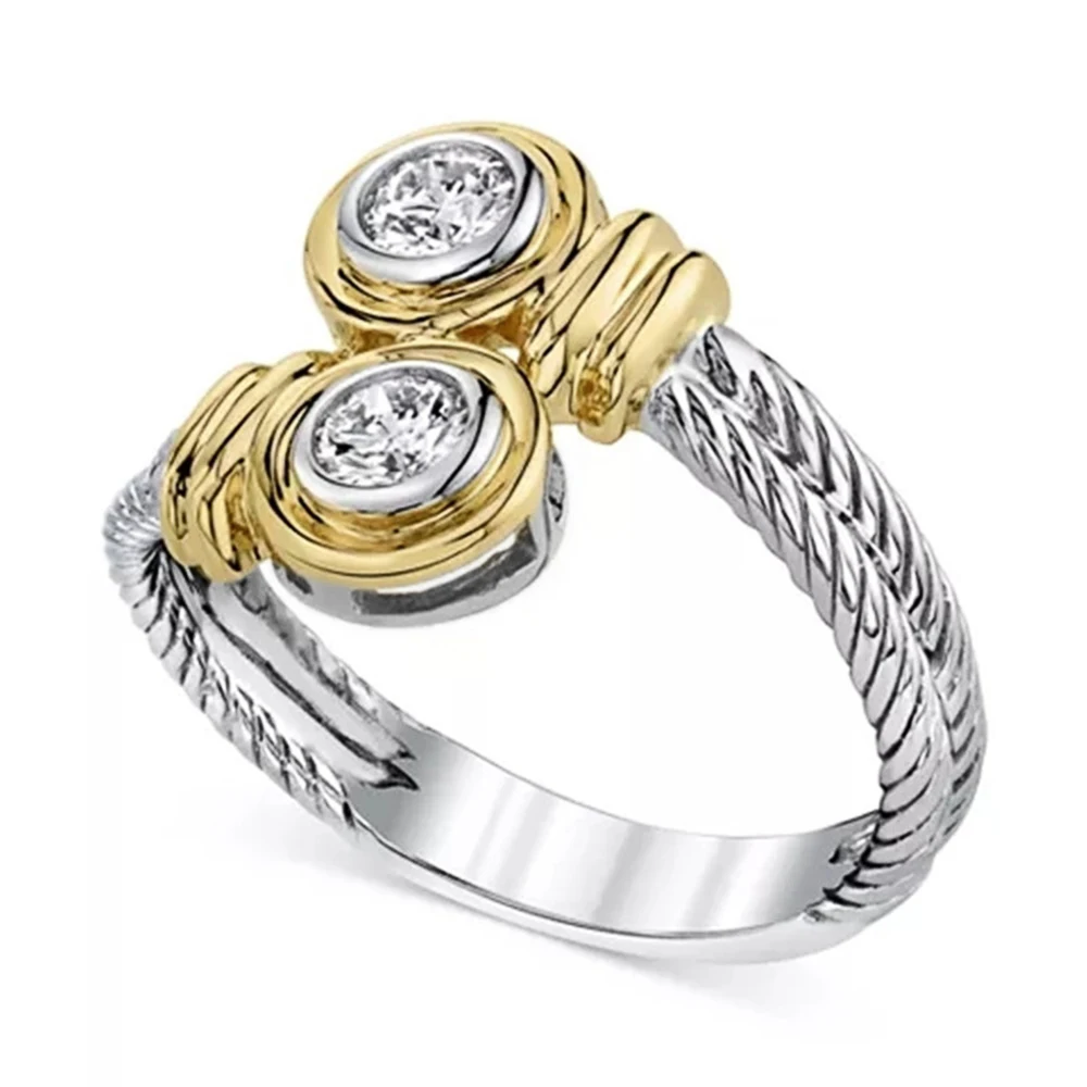 Huitan New Arrival Interlaced Ring with Zipper Design Band Versatile Women Finger Ring Stylish Anniversary Rings Women Jewelry