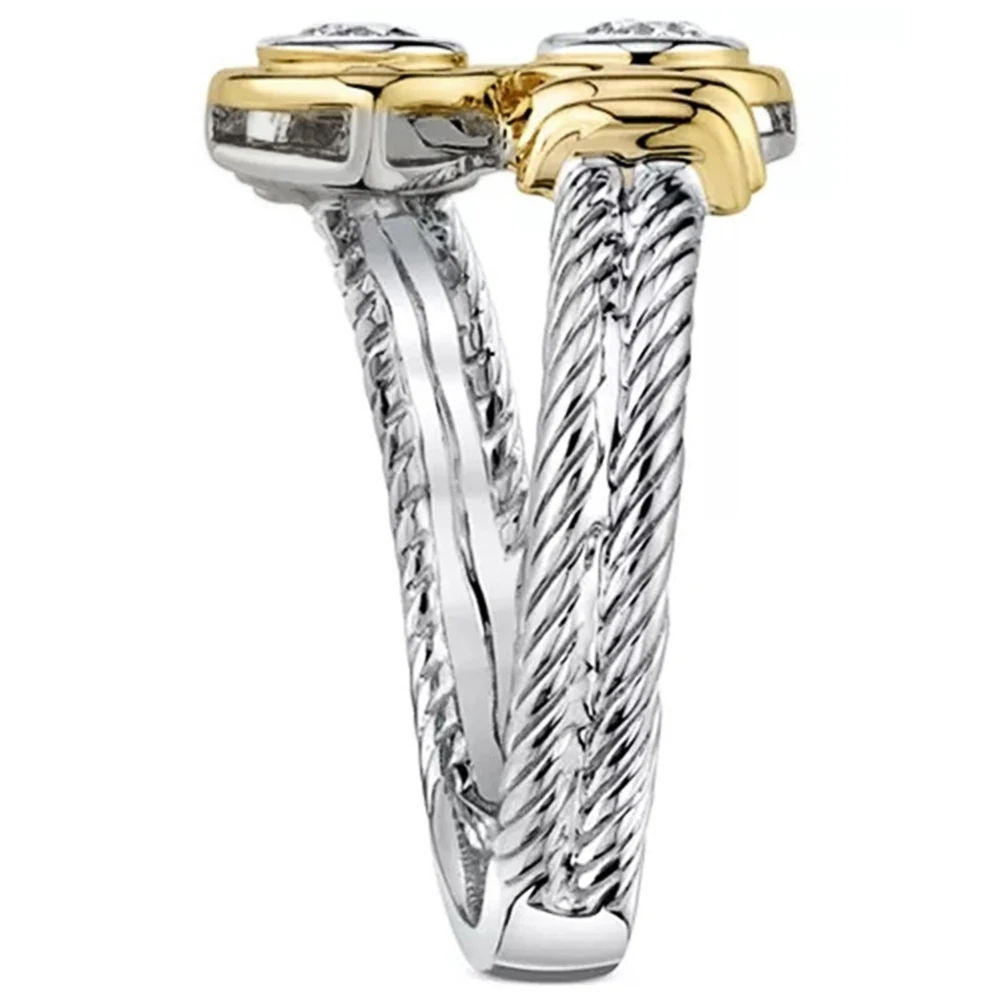 Huitan New Arrival Interlaced Ring with Zipper Design Band Versatile Women Finger Ring Stylish Anniversary Rings Women Jewelry