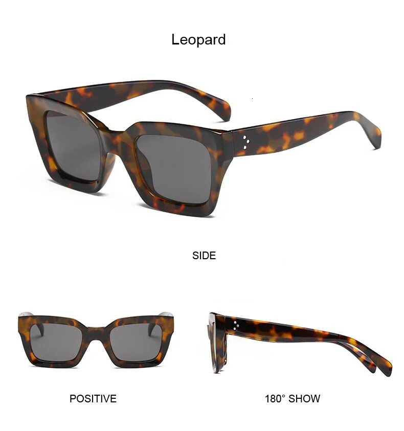 New Fashion Woman Luxury Brand Square Sunglasses Ladies Vintage Oversized Sun Glasses Female Big Frame Uv400 Shades Black