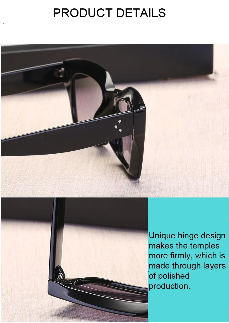 New Fashion Woman Luxury Brand Square Sunglasses Ladies Vintage Oversized Sun Glasses Female Big Frame Uv400 Shades Black