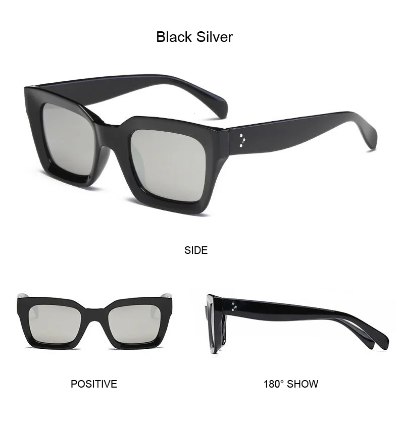 New Fashion Woman Luxury Brand Square Sunglasses Ladies Vintage Oversized Sun Glasses Female Big Frame Uv400 Shades Black