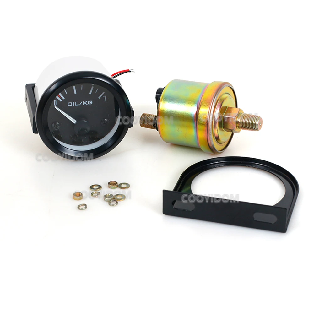 Vehicle Meter 12V Automobile Car Gauge 2" 52mm Water Temp Oil Temp Oil Press Fuel Volts Oil press kg Ammeter Gauge Black Shell