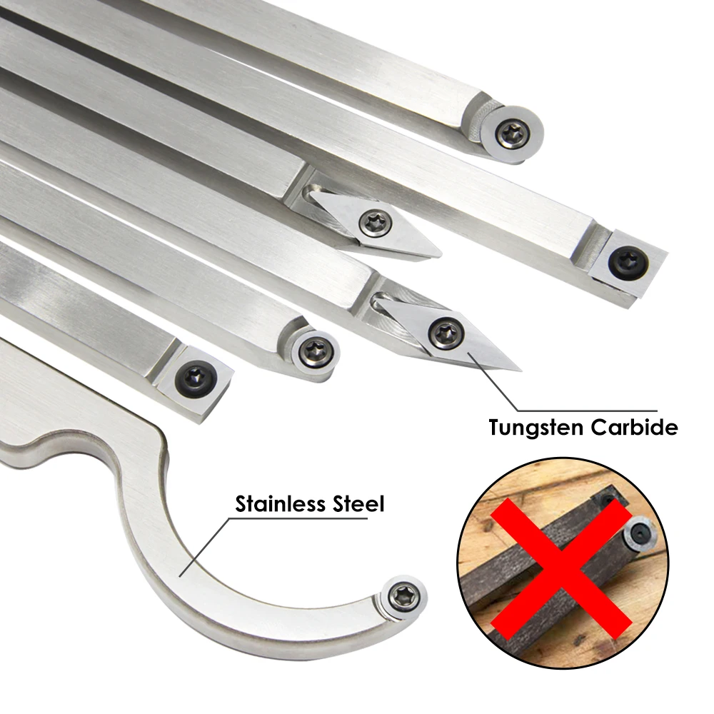 TASP Carbide Insert Cutter Woodturning Tool Swan Neck Wood Turning Chisel Blade & Aluminum Handle for Woodworking Lathe Machine
