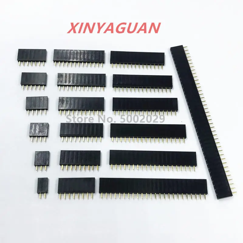 2.54mm Pitch Single Row Female 2~40P PCB Socket Board Pin Header Connector Strip Pinheader 2/3/4/6/10/12/16/20/40Pin For Arduino