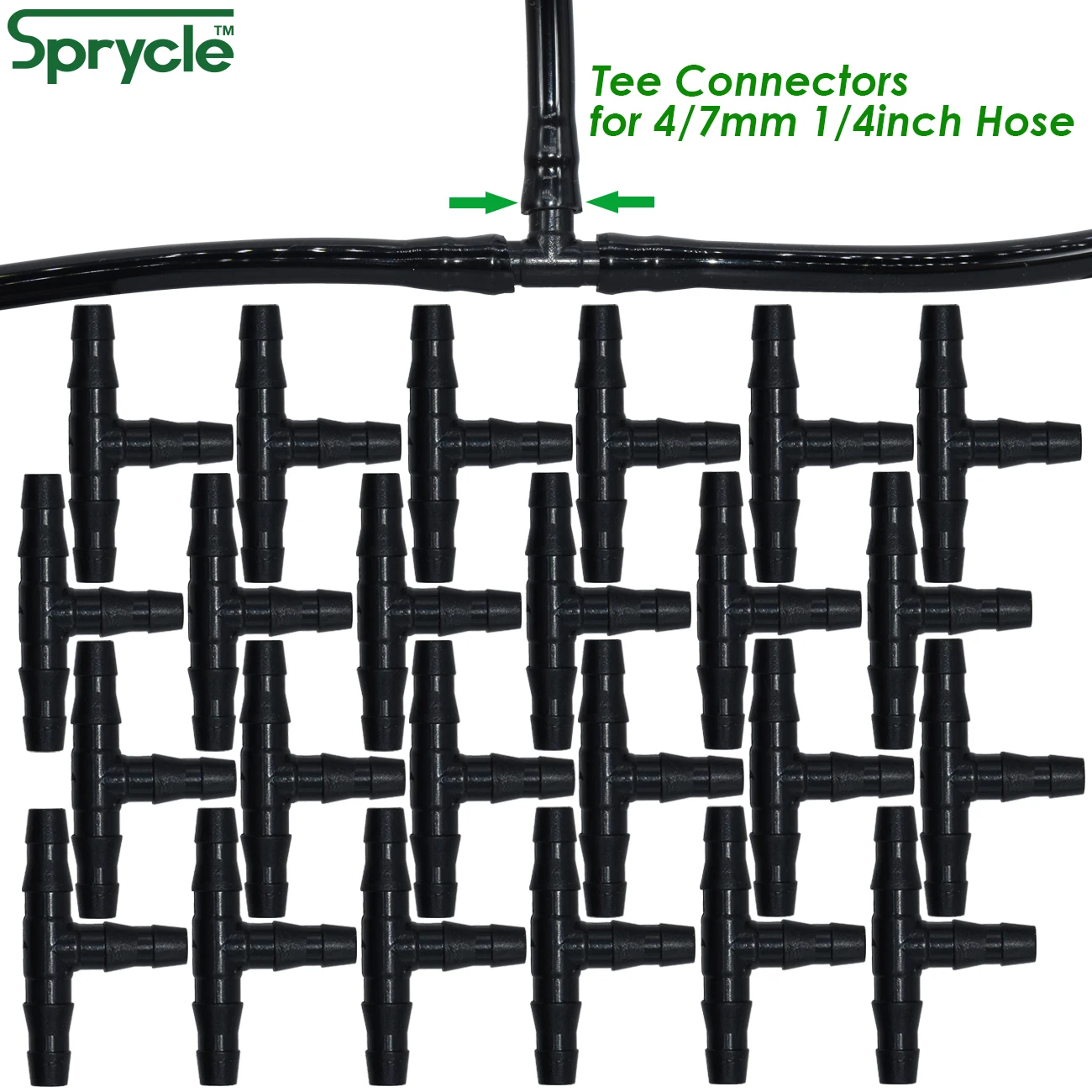 SPRYCLE 20-100PCS 1/4 Inch Connector Joint Tee Drip Irrigation Dripper Watering Garden Tools for 4mm/7mm Pipe Hose Greenhouse