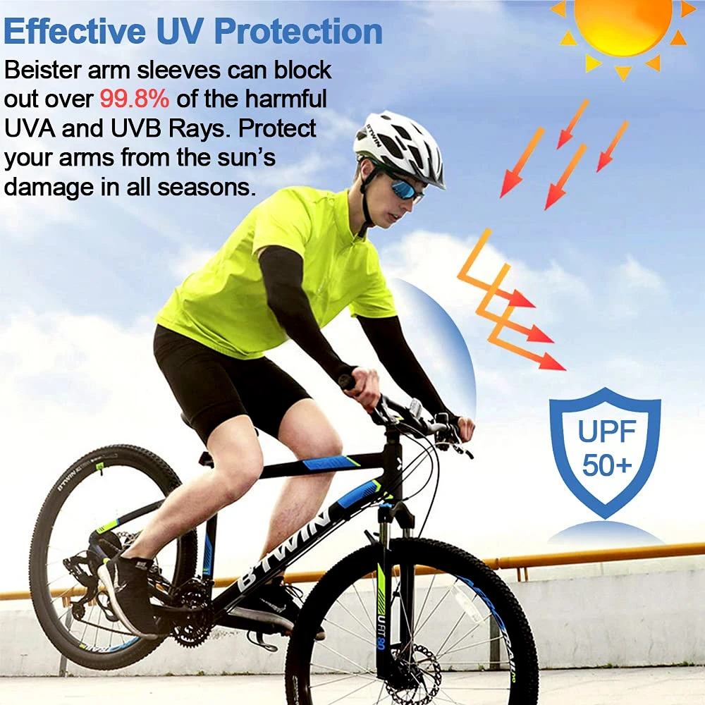 BraceTop 1 PC Sports Cooling Arm Sleeves for Men Women, Outdoor UV Protection Sleeves for Basketball Football Volleyball Cycling