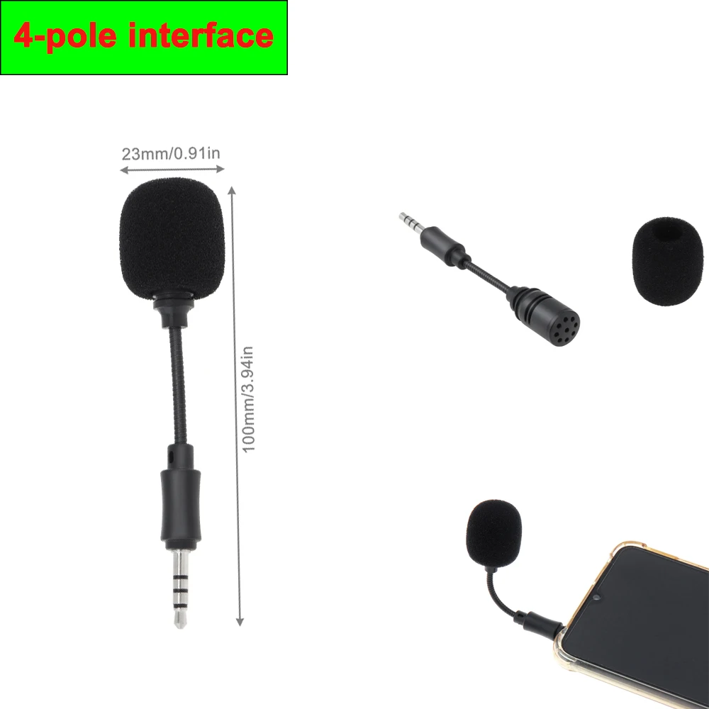 Mini 3.5mm Jack Flexible Capacitance Microphone Mic for Mobile Phone PC Laptop Notebook