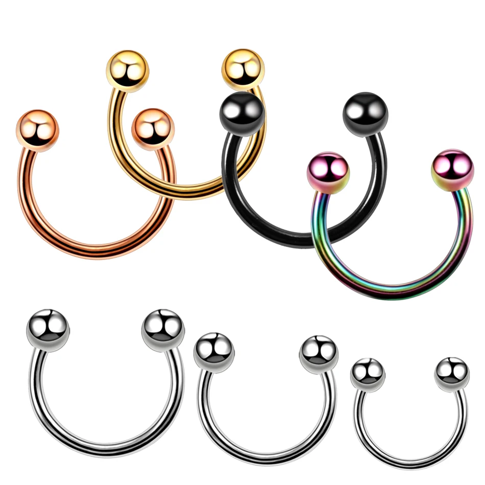 1PC Hot Sale Nose Horseshoe Ring Nose Septum Ring G23 Titanium Circular Piercing Ear Cartilage Tragus Body Jewelry Piercing