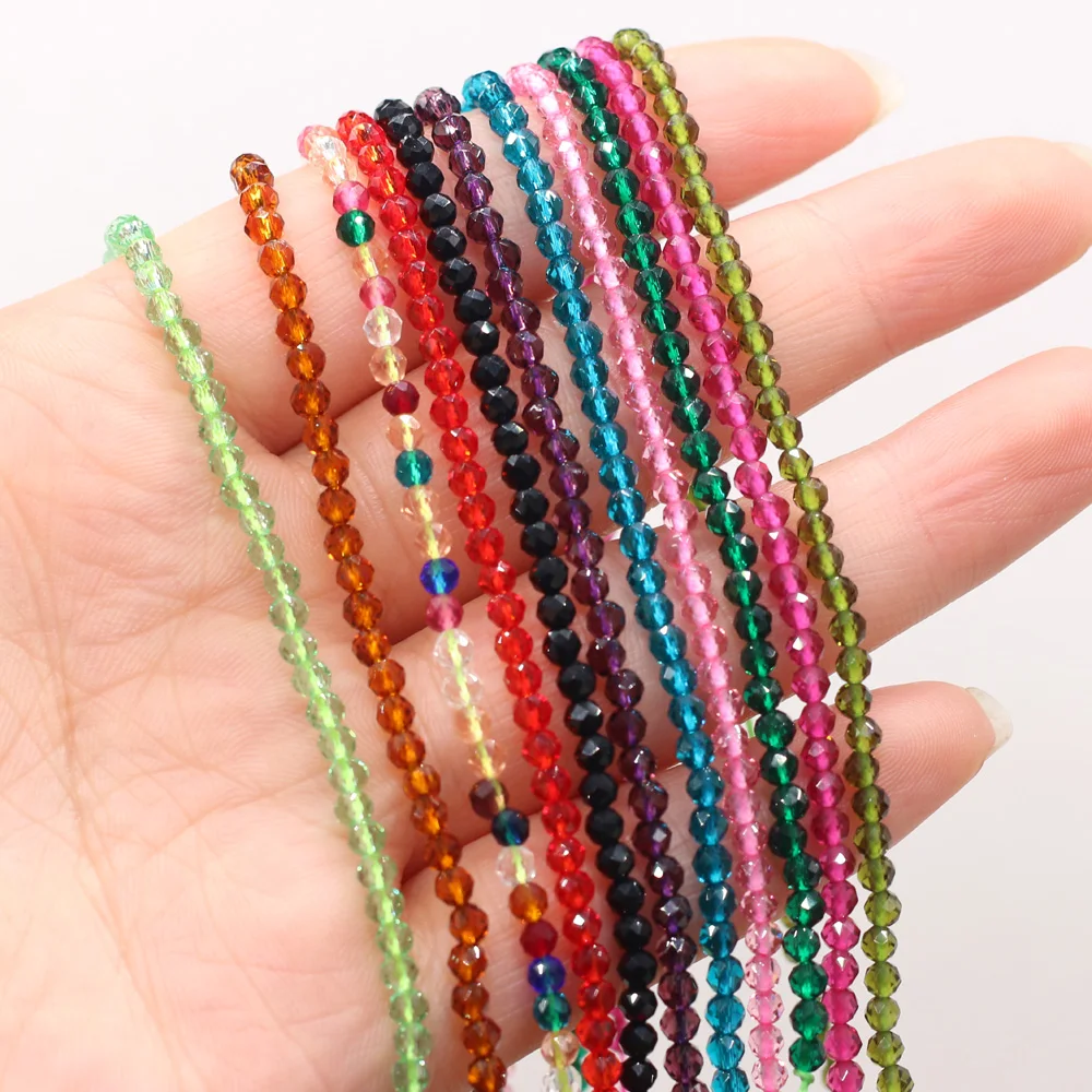 125 Pieces Spinel Beads Crystal Beads Loose DIY Jewelry Making Bracelet Necklace Accessories 3mm Length 38cm