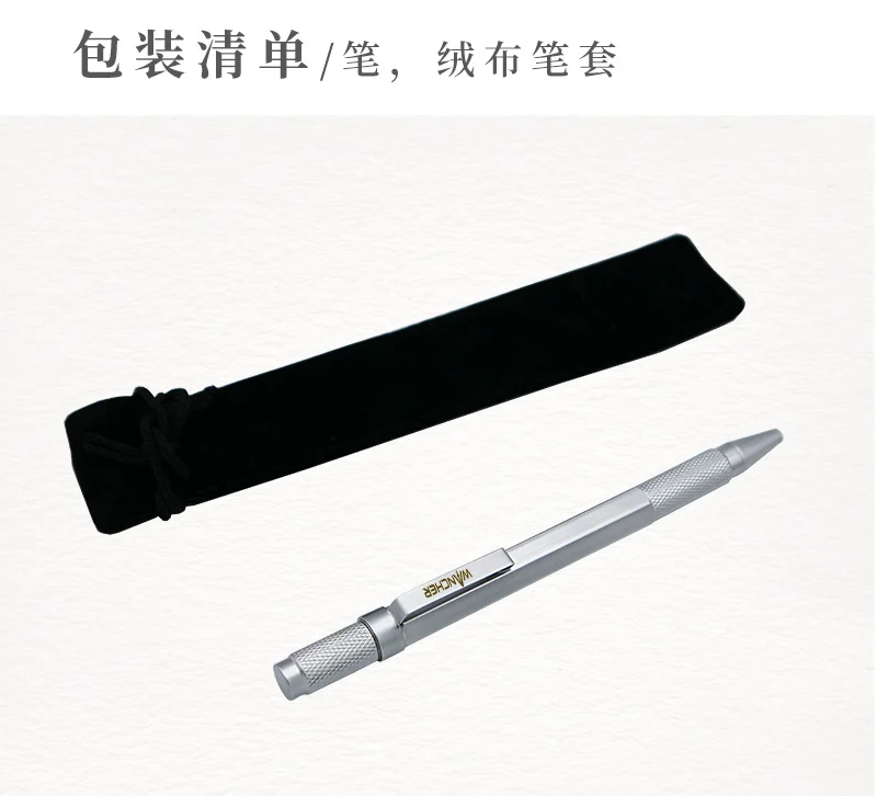 WANCHER Ballpoint Pen Original Hexagon Brass Metal Rotary Black 0.5mm Refill Replaceable W1558 Office School Stationery