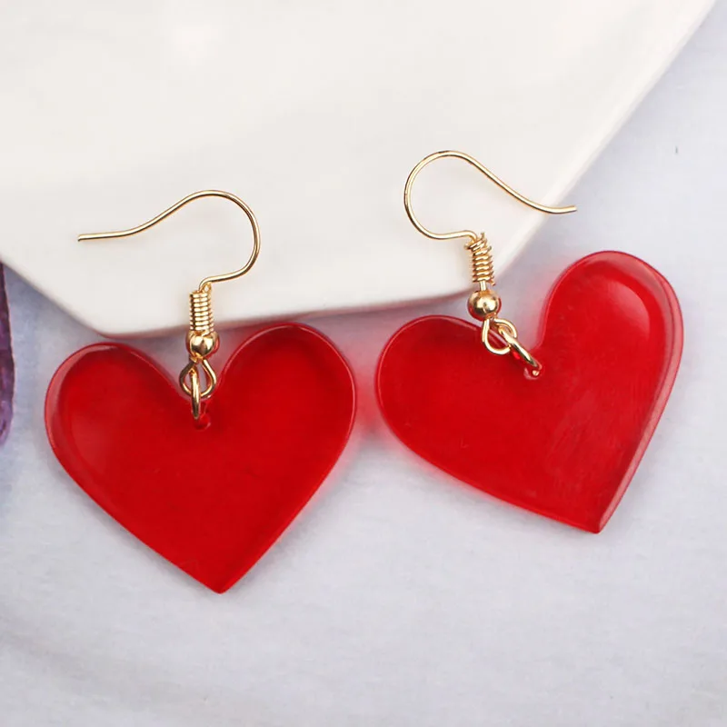 Red Color Women Dangle Earrings Geometric Pendants Gold Color Metal Hook Earrings Long Hang Earrings Pendientes Fashion Jewelry