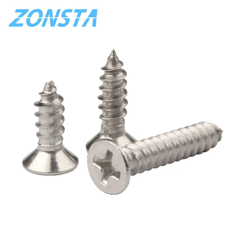Countersunk head tapping screws M1.2 M1.4 M1.7 M2 M2.5 M3 M3.5 M4 M5 M6 304 Stainless steel Cross recessed Flat Wood Screw
