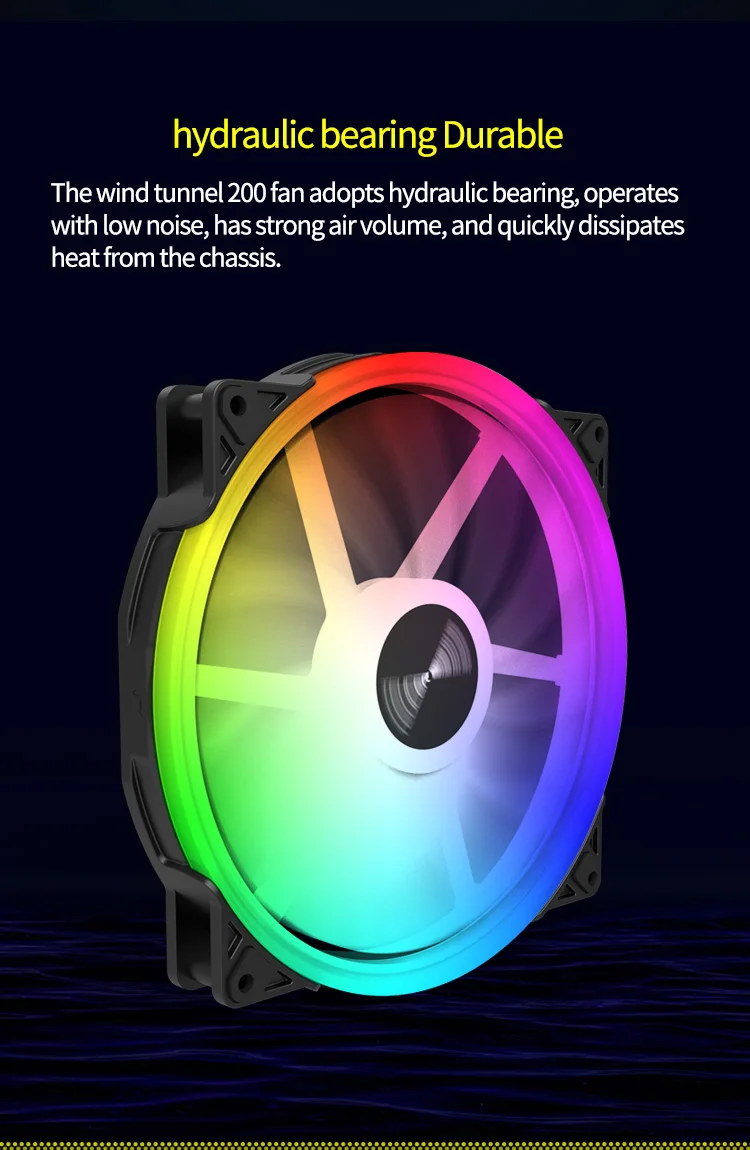 TEUCER FD200 200mm ARGB Computer Case Fan 5V 3PIN LED Cooling Fans Desktop PC Case Accessories