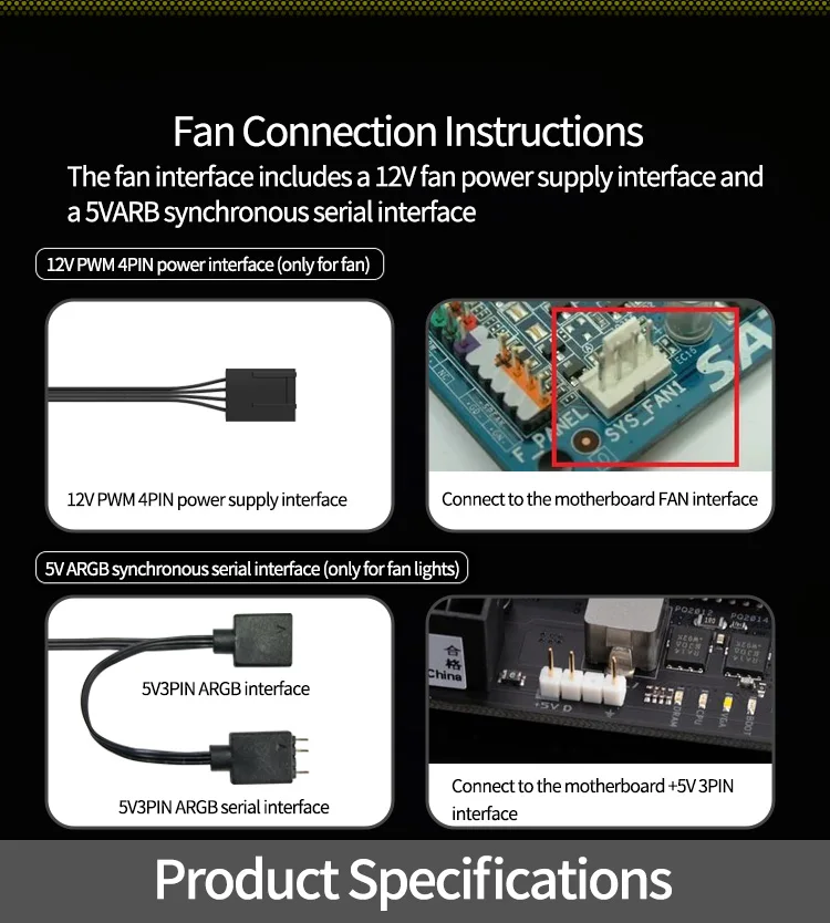 TEUCER FD200 200mm ARGB Computer Case Fan 5V 3PIN LED Cooling Fans Desktop PC Case Accessories